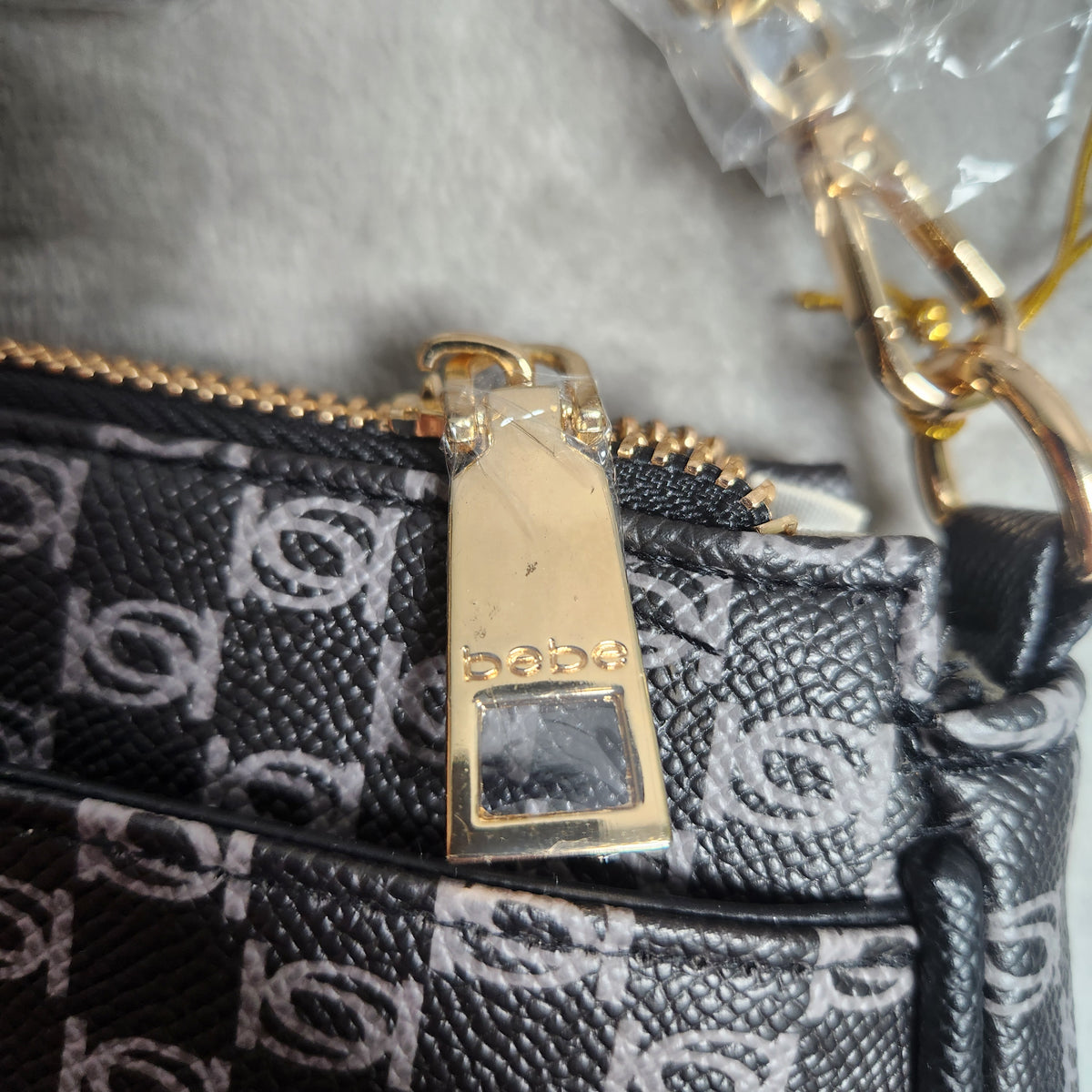 New Bebe Adela Monogram Baguette Crossbody Black E02-5307PM
