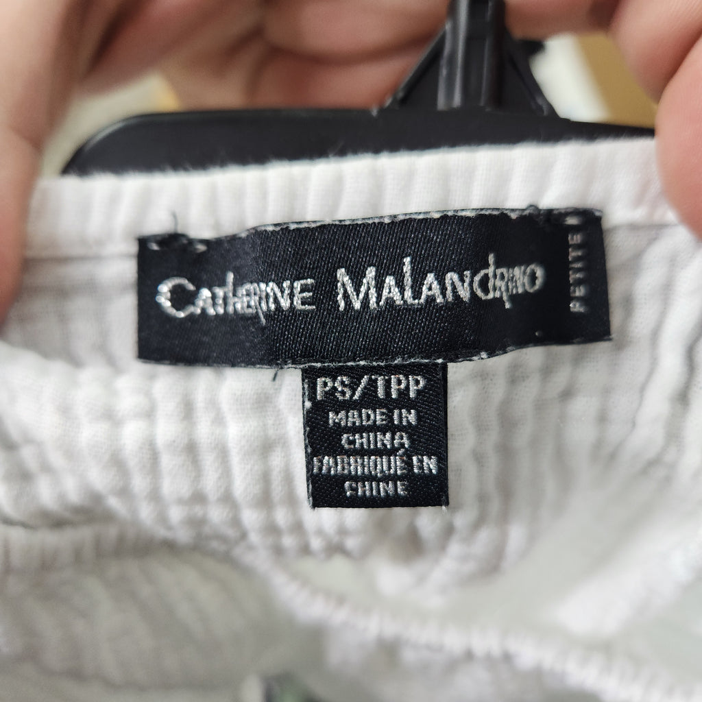 catherine malandrino Women's White Cotton Top Petite Small Preowned