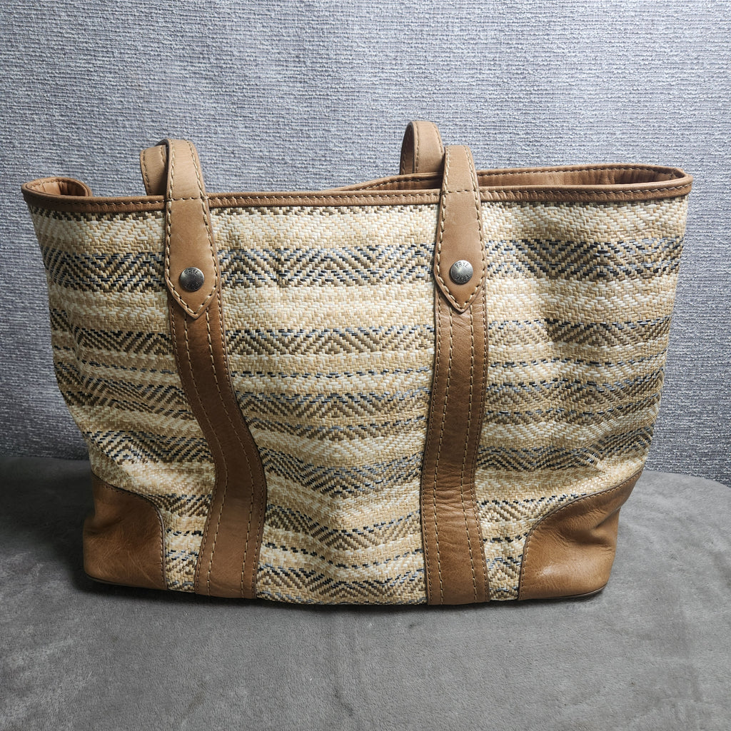 Frye Melissa Straw Shopper Tote Beige DB1497 Handbag Purse $328 MSRP New
