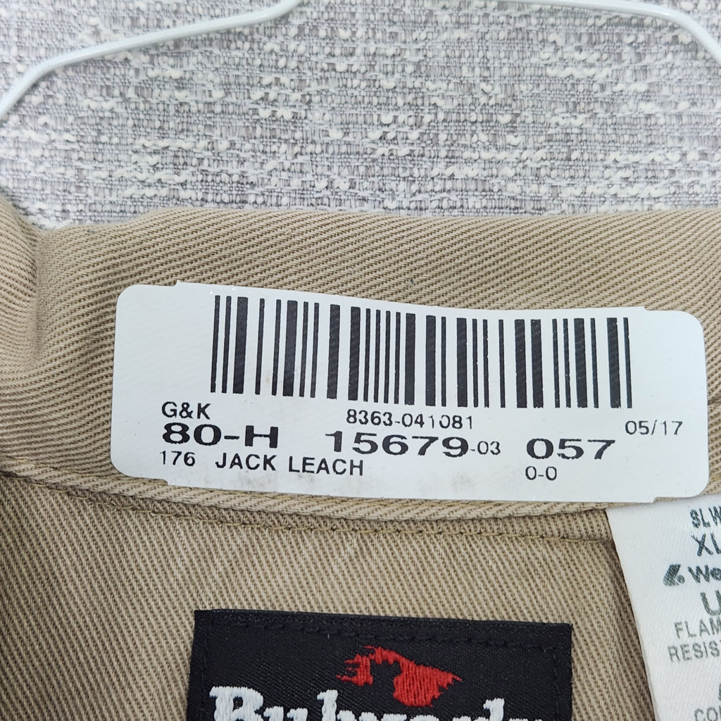 Bulwark Men's Protective Apparel FR Button Up Work Shirt Tan XL Flame Resistant NFPA 2112  Preowned