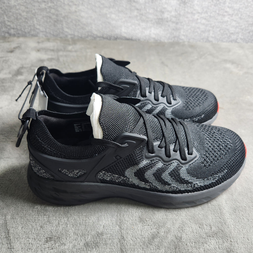 Athletic Works Boys Size 5 Black Knit Cage Sneakers Memory Foam Lightweight New