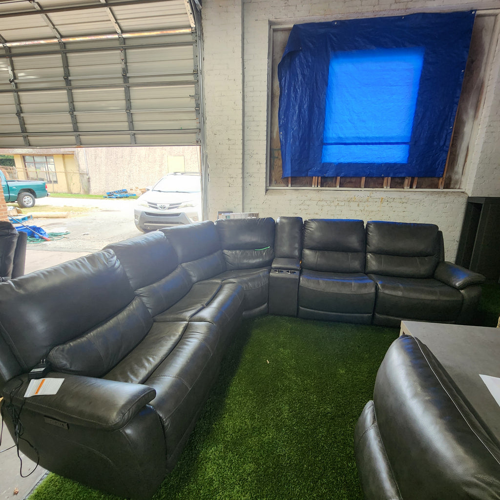 Wylder Leather Power Reclining Sectional with Power Headrests