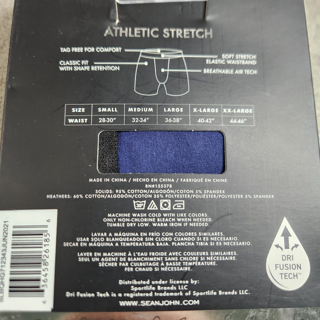 Sean John Mens 3 Pack Athletic Boxer Briefs Size XX-Large Blue Variety