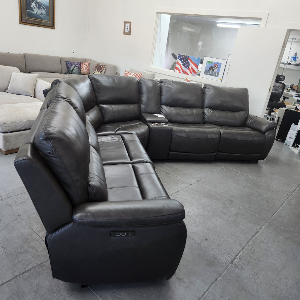 Wylder Leather Power Reclining Sectional with Power Headrests
