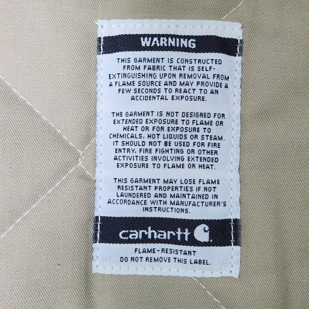 Carhartt Mens FR Flame Resistant Jacket Brown Quilted Lining Quanta Services XL Preowned