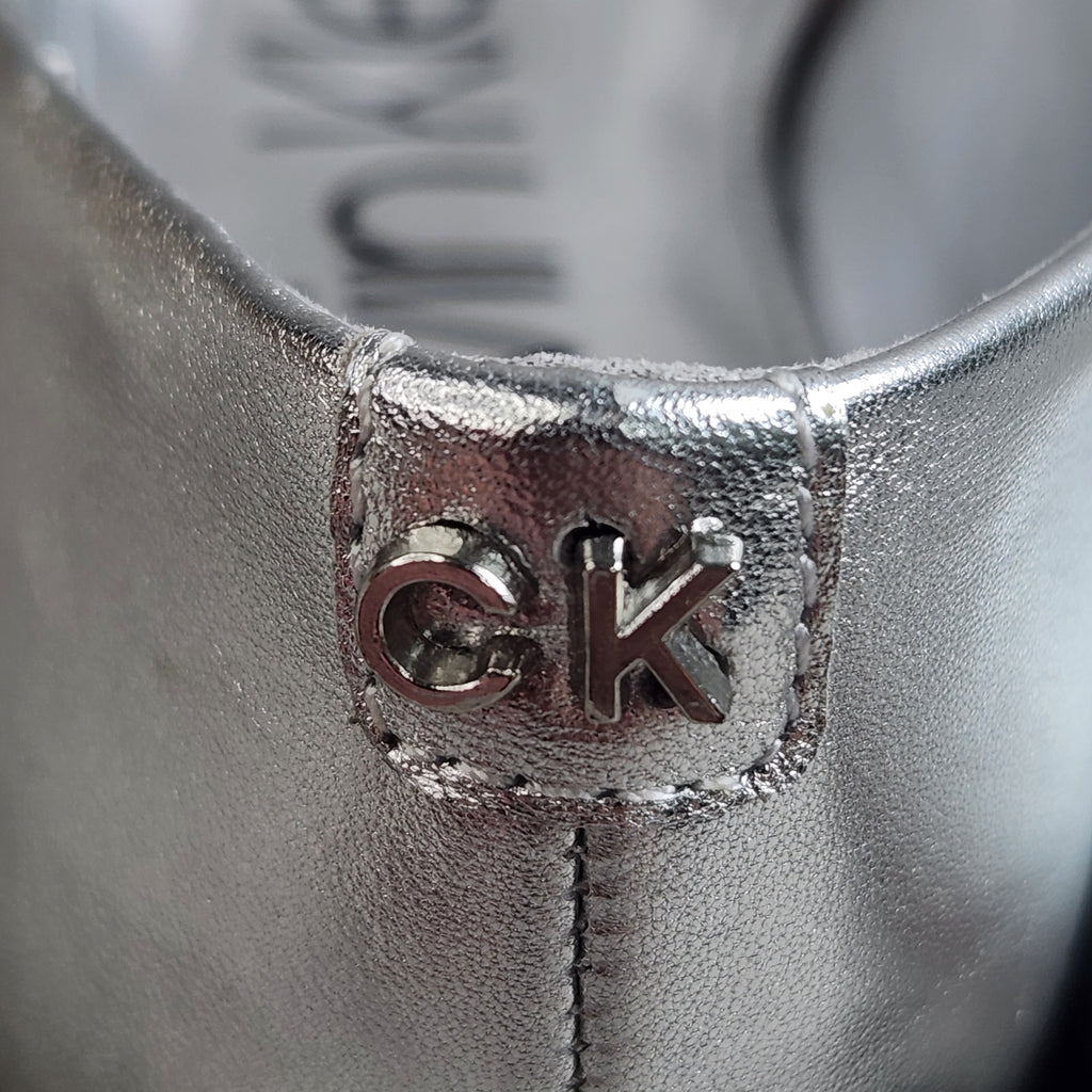 Calvin Klein Nyta Womens Size 5.5M Square-Toe Ballet / Dress flats Silver