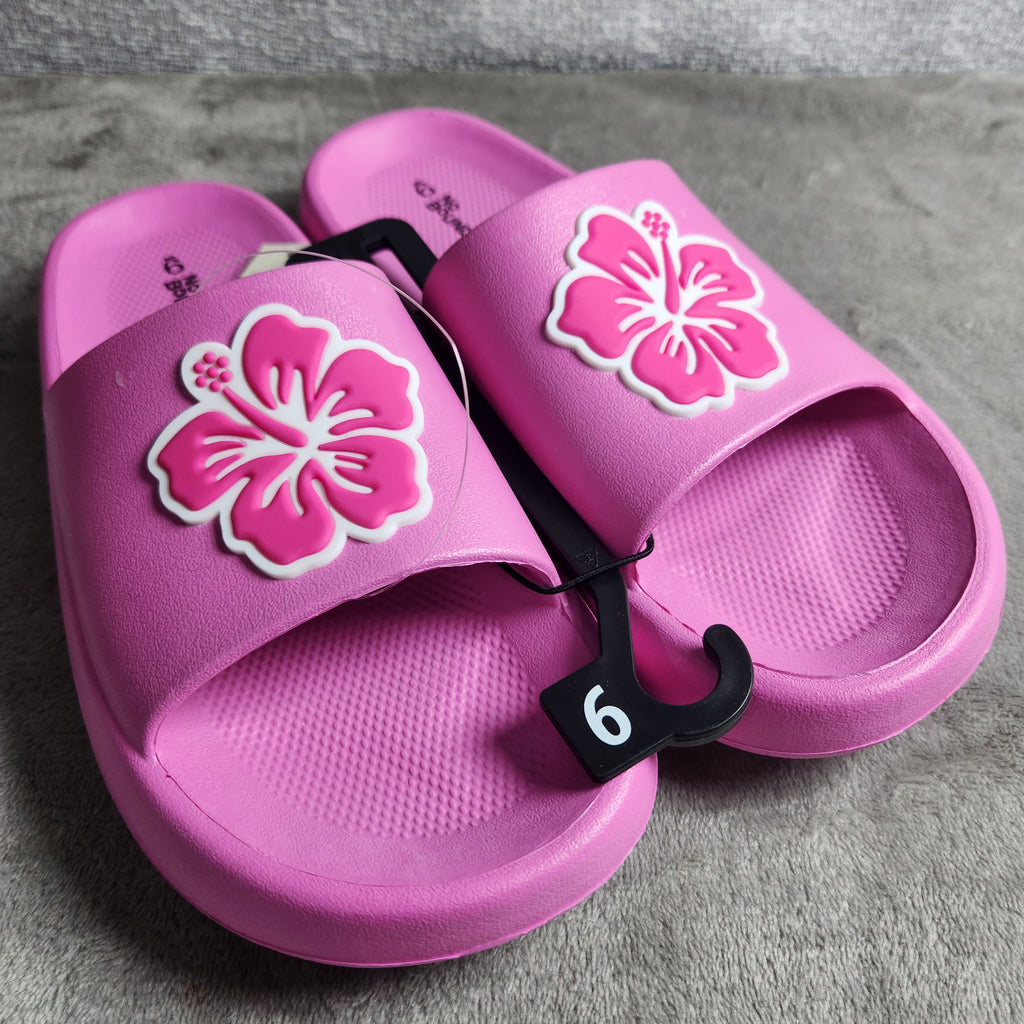 No Boundaries Women's Comfort Slide Sandals Pink Flower Size 9M