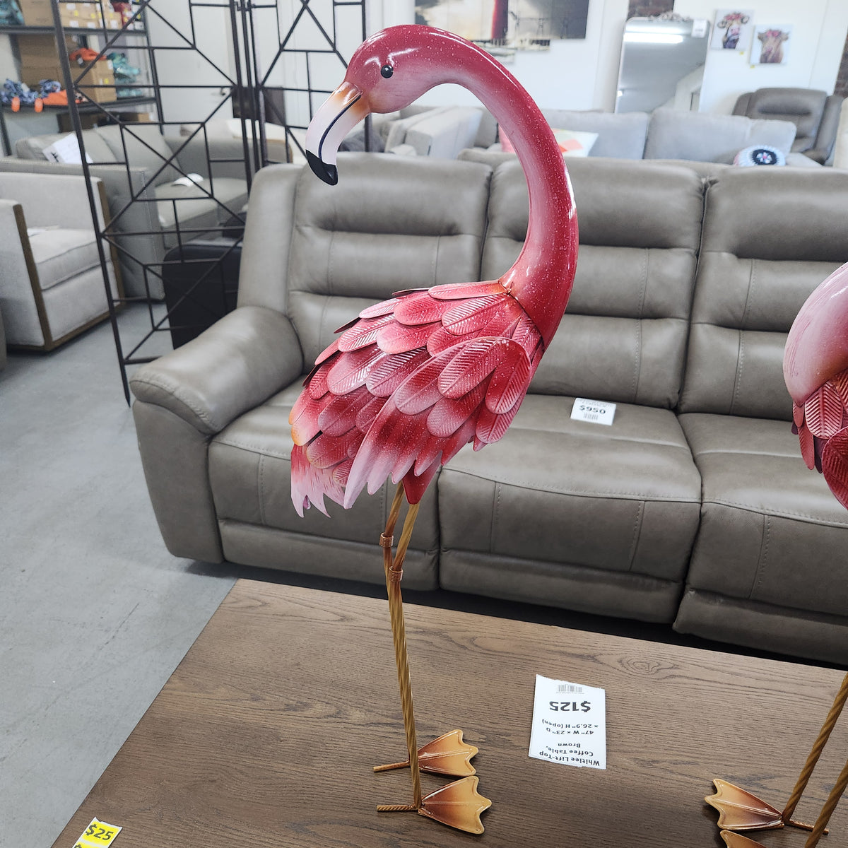 Life Size Bright Pink Flamingo All Metal Steel Garden Decor