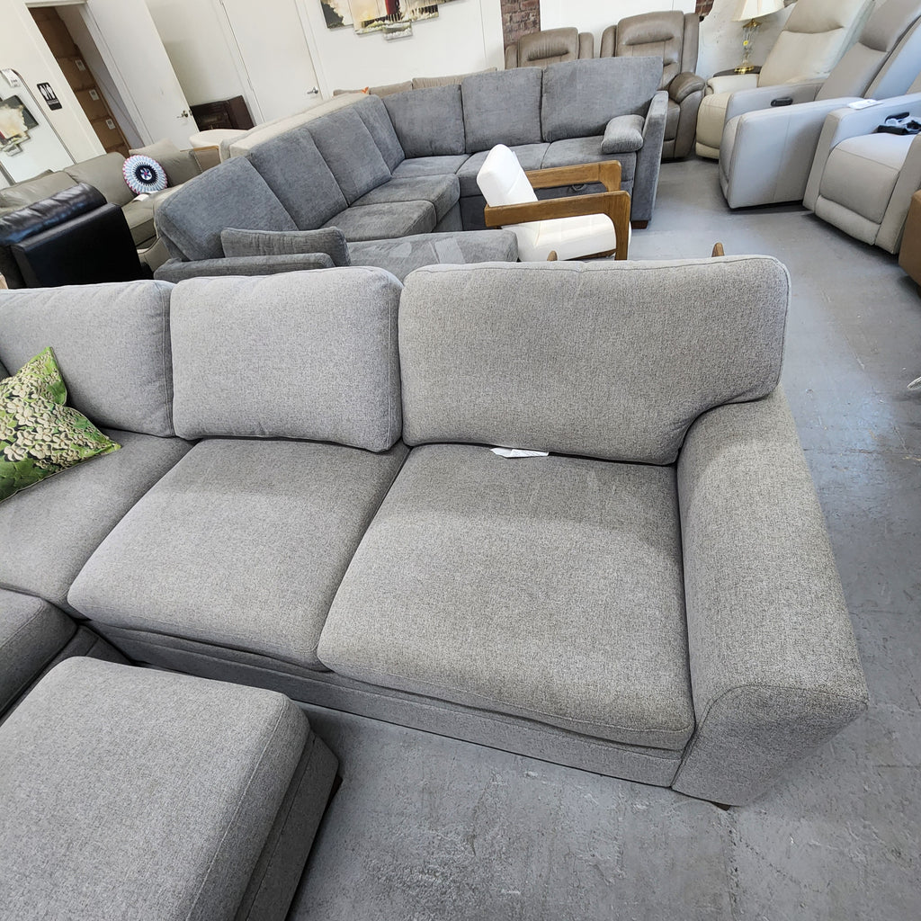 Thomasville Langdon Fabric Sectional with Chaise and Storage Ottoman, Gray