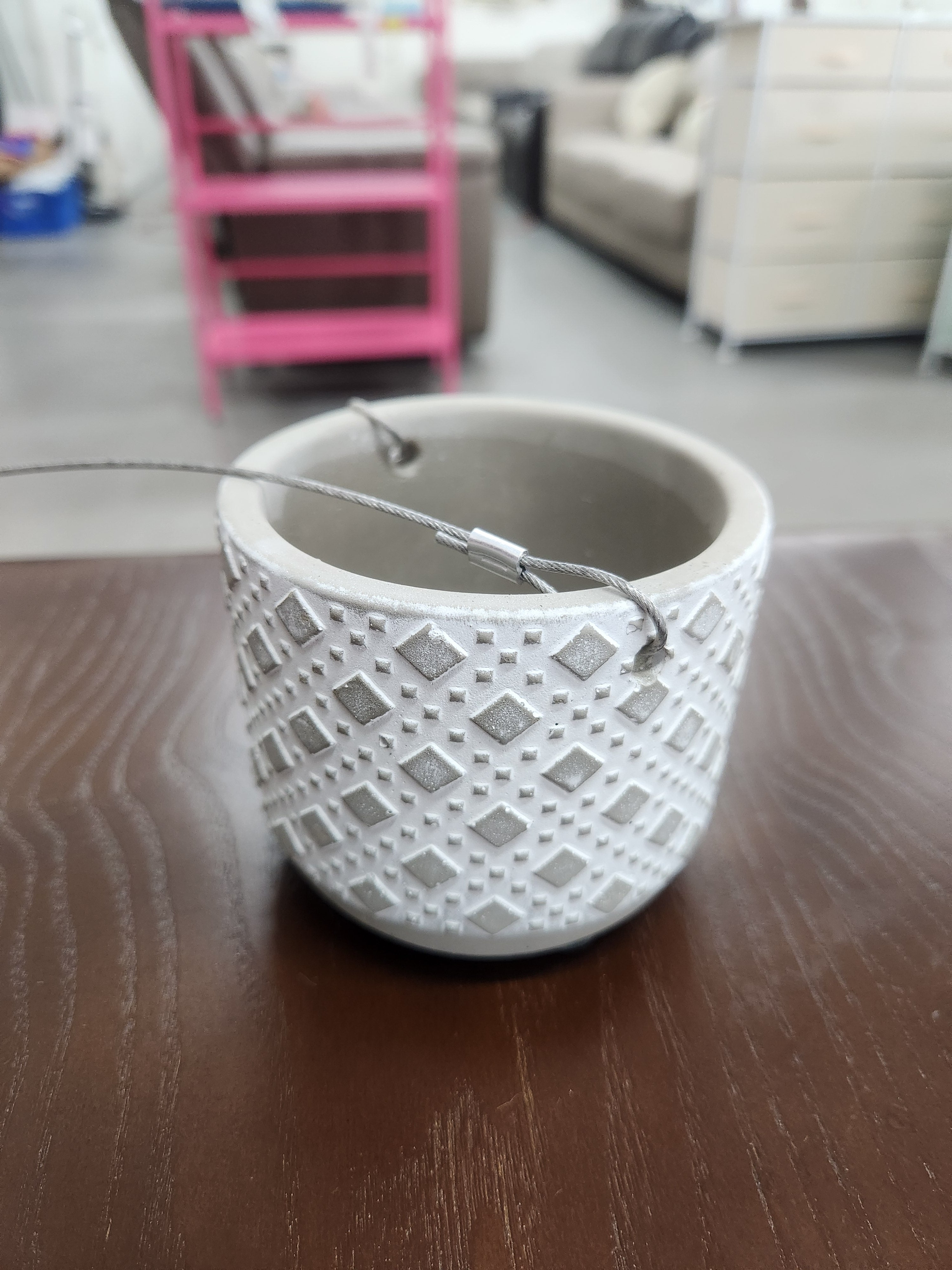 4" Sedona Cement Hanging Pot