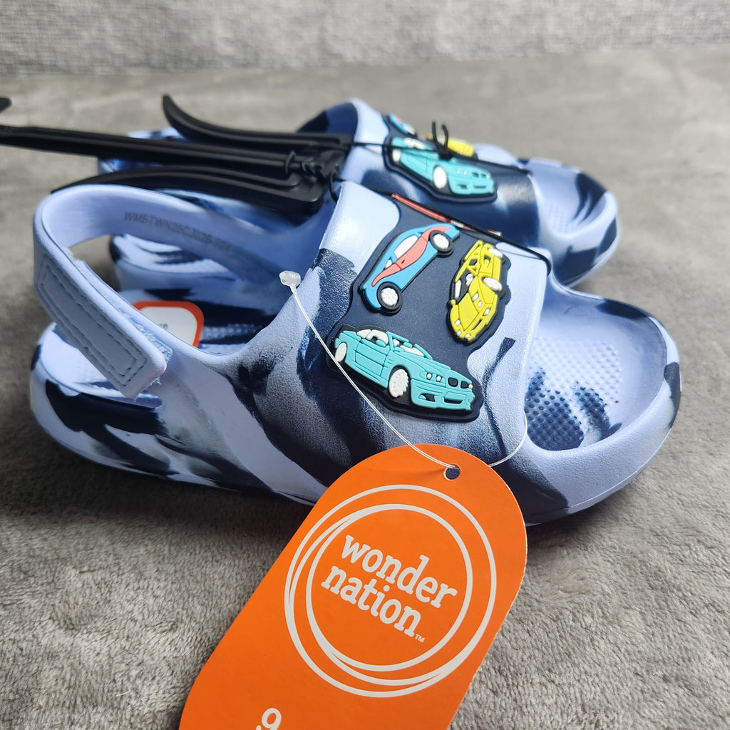 Wonder Nation Crocs Size 9-10 Toddler Boys Car Icon Slide Sandals EVA