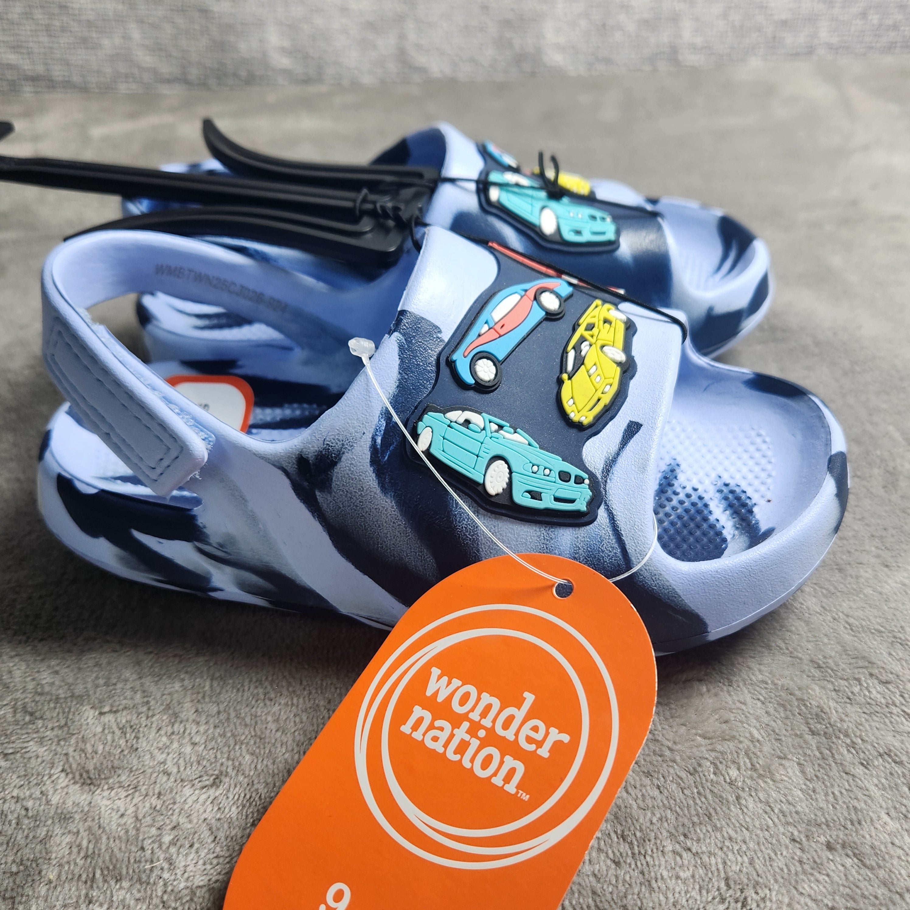Wonder Nation Crocs Size 9-10 Toddler Boys Car Icon Slide Sandals EVA