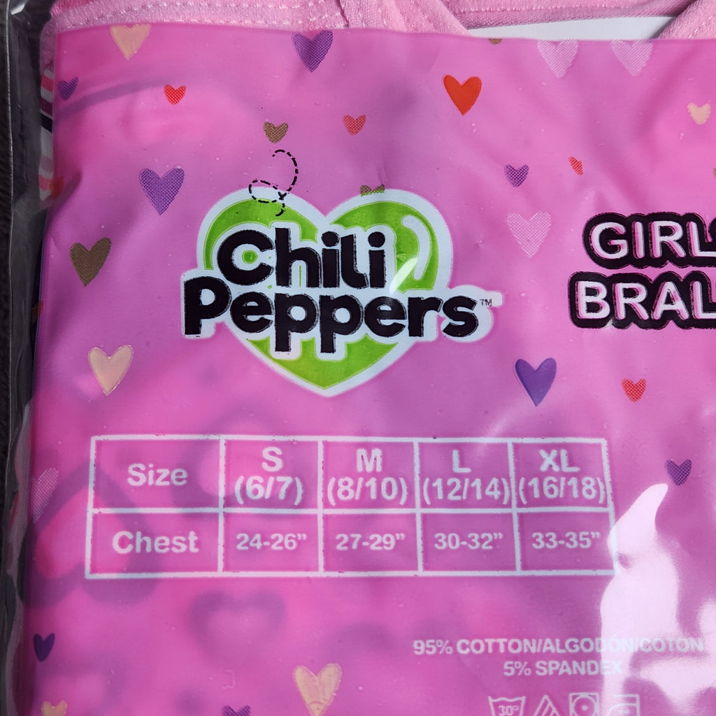 Chili Peppers Size Large 4 Pack Girls Bralettes
