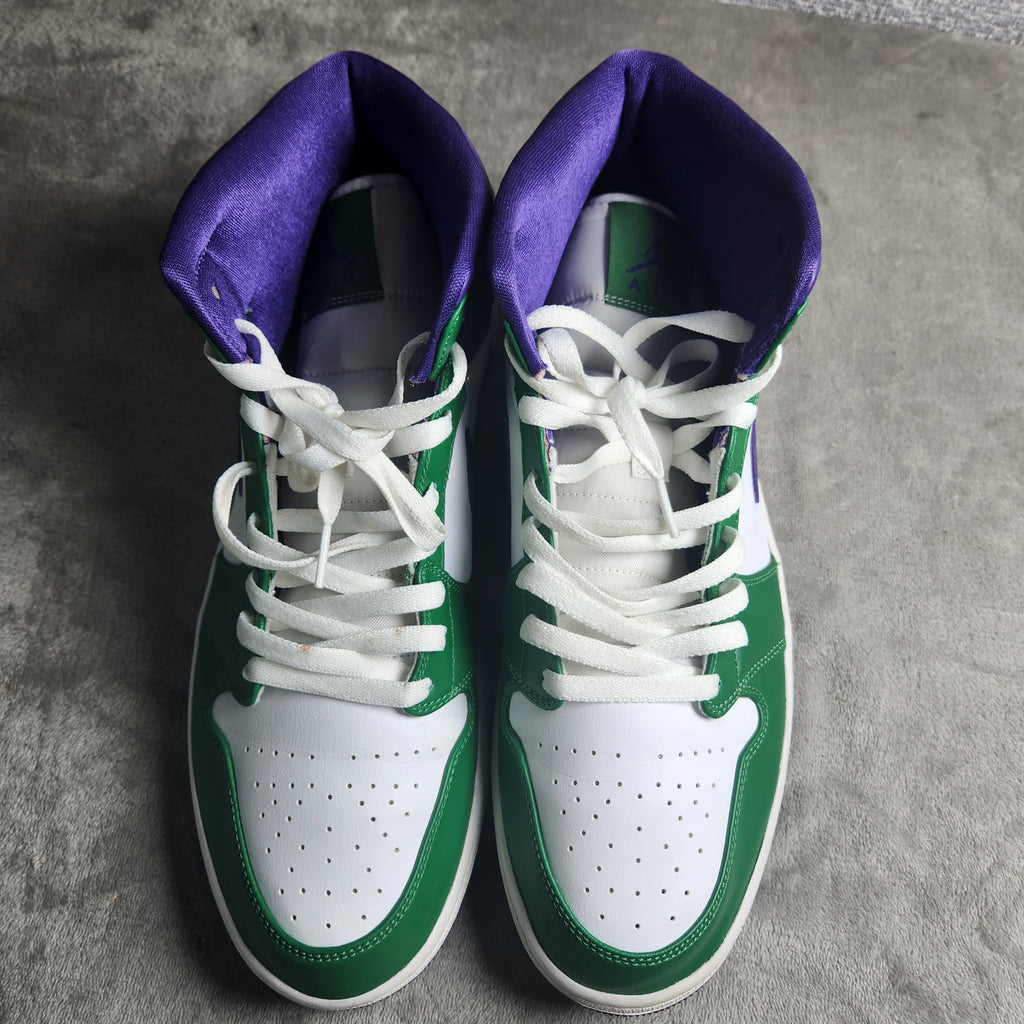 Air Jordan 1 Mid Hulk Aloe Verde Court Purple White Size 13 554724 300