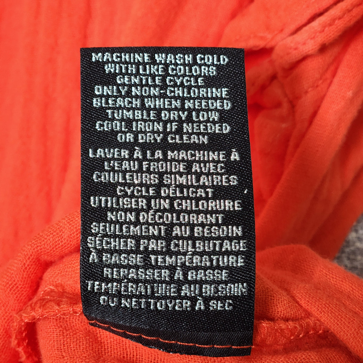 Catherine Malandrino Women's Cotton Petite Small Orange/Red Crinkle Gauze Top Ruffle Cap Sleeves Preowned
