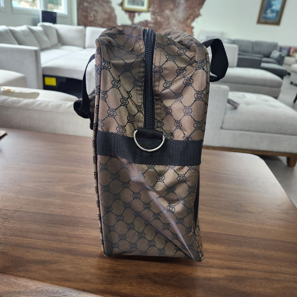 Rolite PRT16P 16 Inch Dark Brown Rolling Luggage Bag Monogram Pattern Wheeled Carry On New