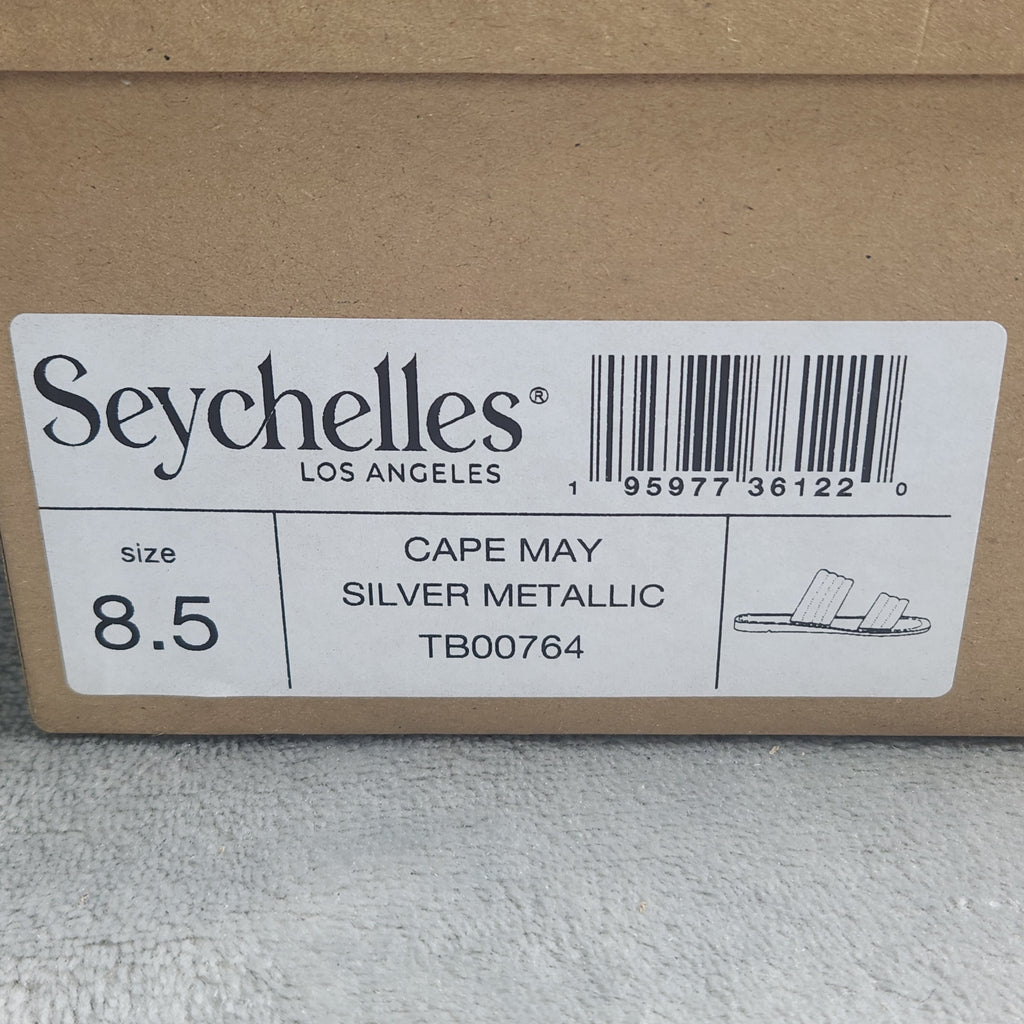 Seychelles Cape May Metallic Silver Leather Slide Sandals Women's 8.5M New