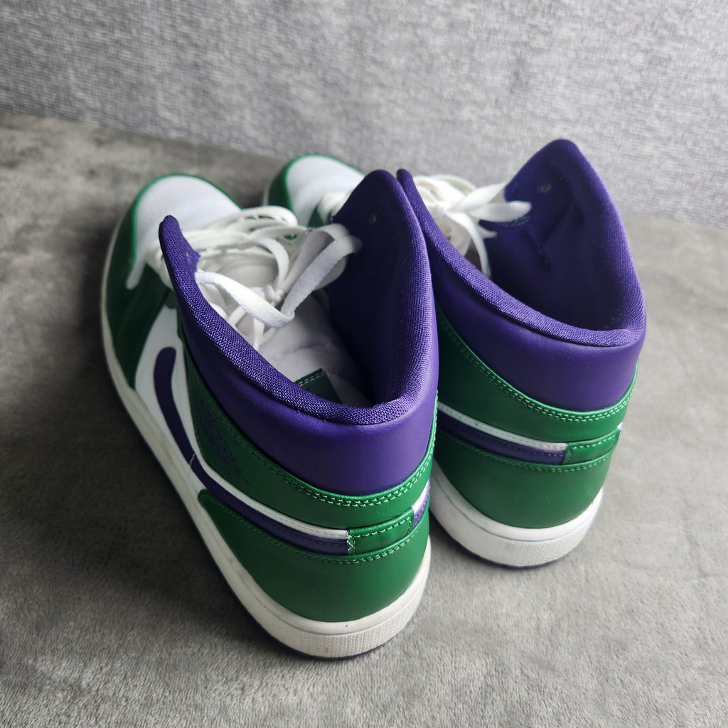 Air Jordan 1 Mid Hulk Aloe Verde Court Purple White Size 13 554724 300