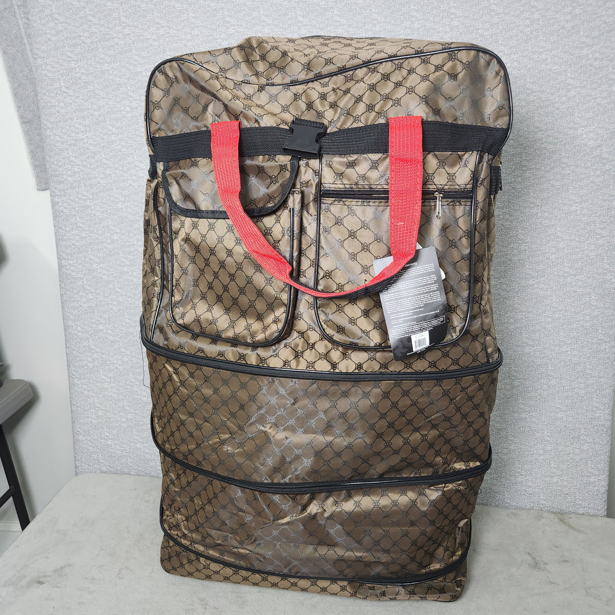 Rolite 36" Rolling Expandable Duffel Bag Dark Brown Monogram Logo New