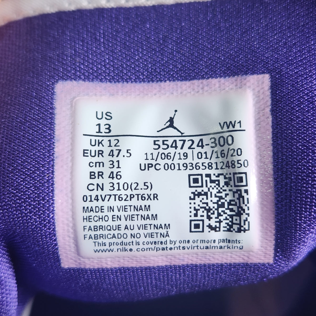 Air Jordan 1 Mid Hulk Aloe Verde Court Purple White Size 13 554724 300