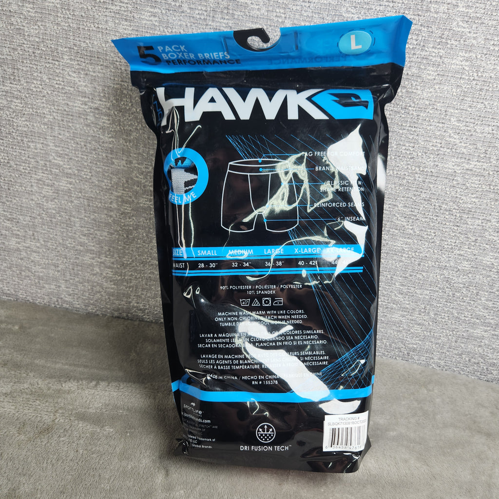 Hawk Men's 5 Pack Boxer Briefs – Size Large