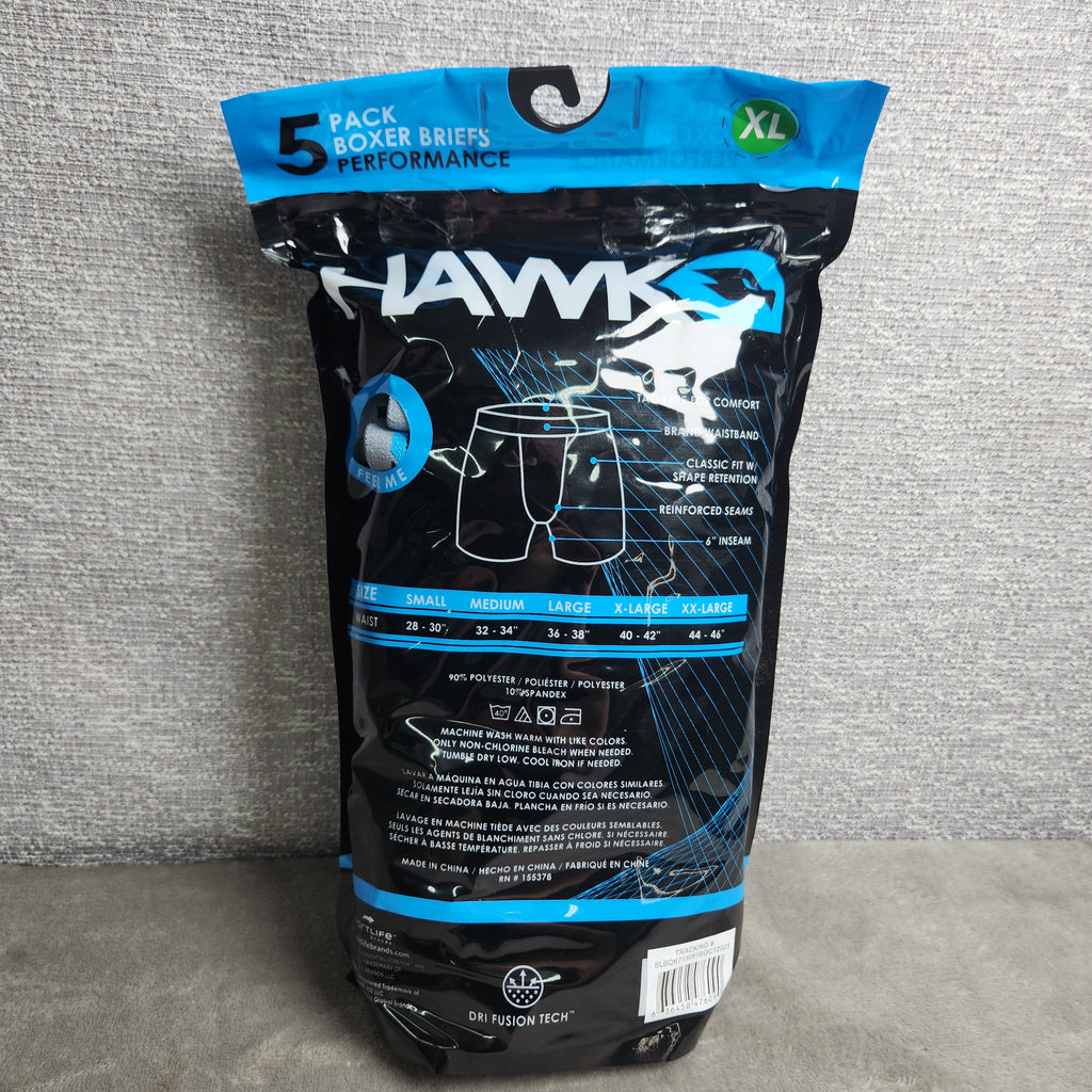 Hawk Men's 5 Pack Boxer Briefs – Size XL