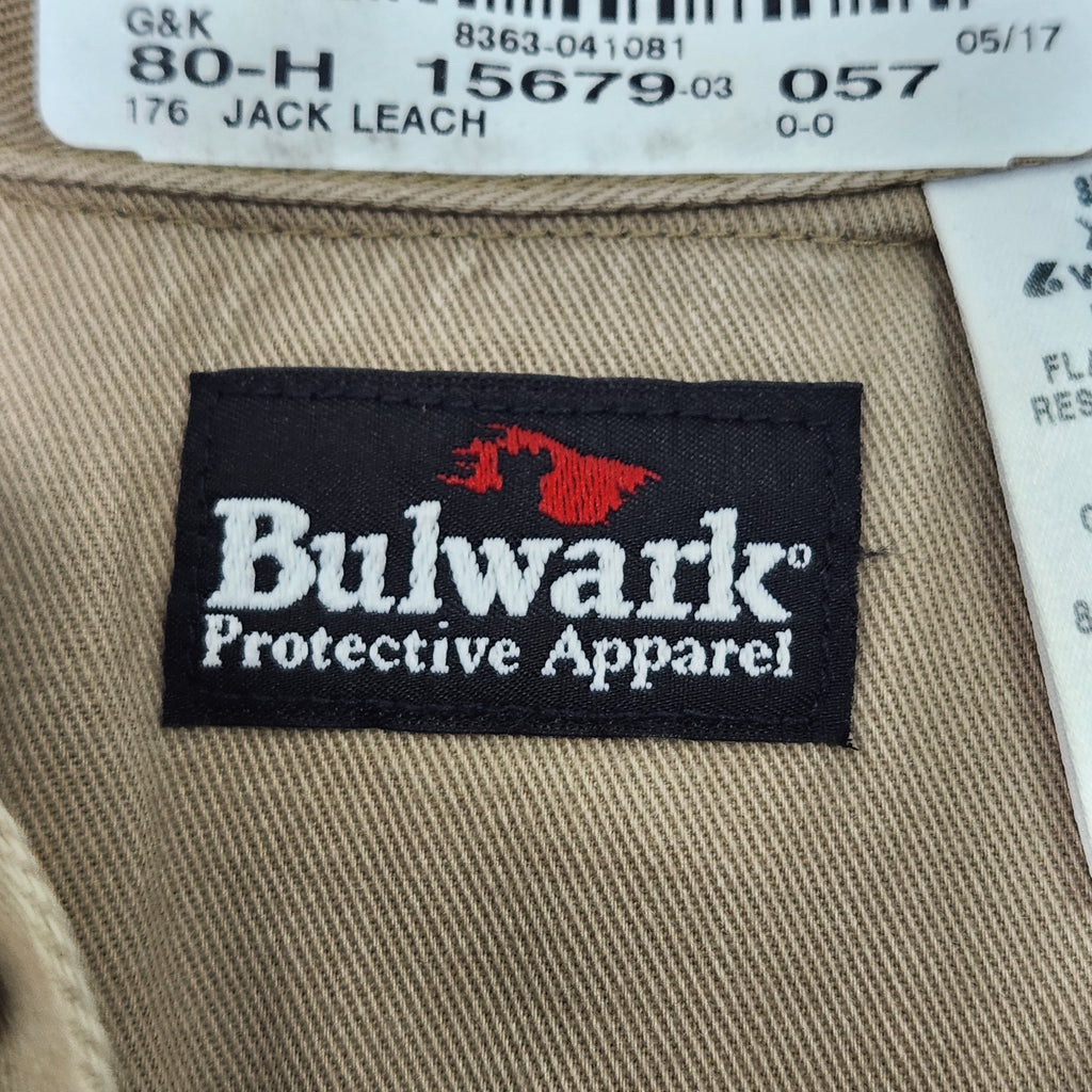 Bulwark Men's Protective Apparel FR Button Up Work Shirt Tan XL Flame Resistant NFPA 2112  Preowned