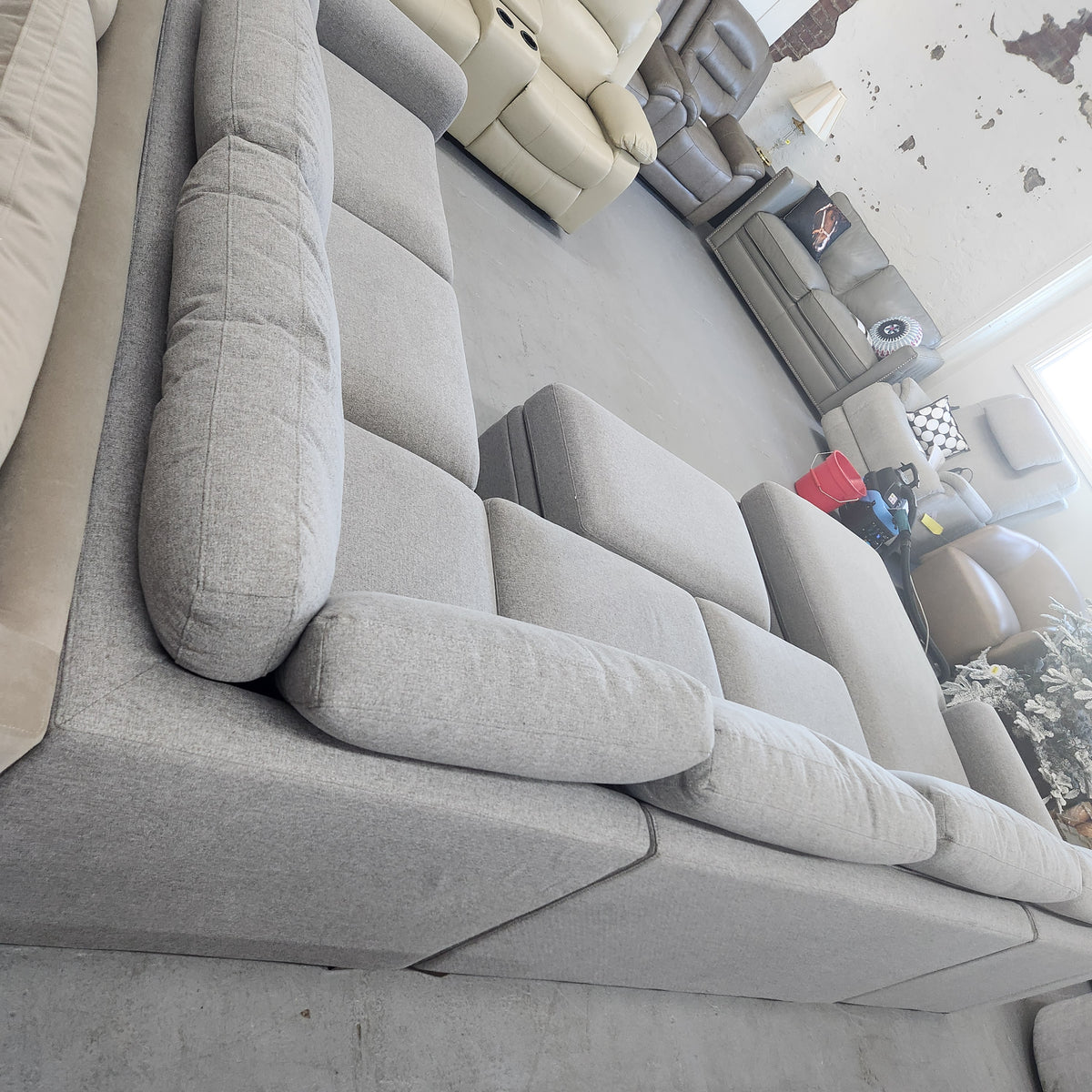 Thomasville Langdon Fabric Sectional with Chaise and Storage Ottoman, Gray