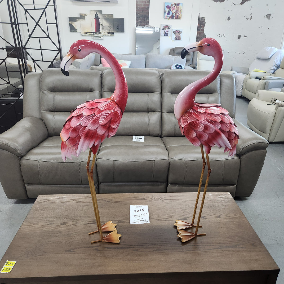 Life Size Bright Pink Flamingo All Metal Steel Garden Decor