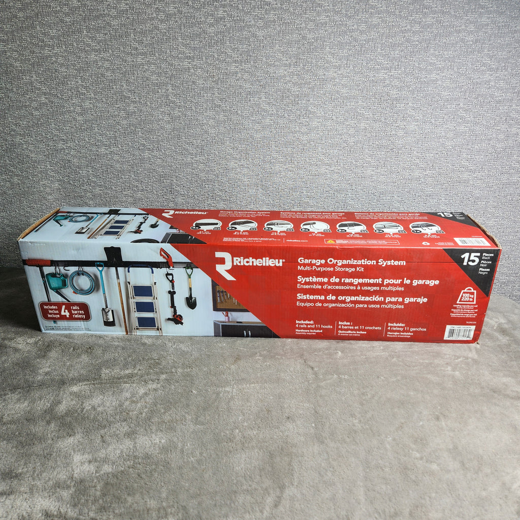 Richelieu Garage Organization System w/ 4 Rails & 11 Hooks