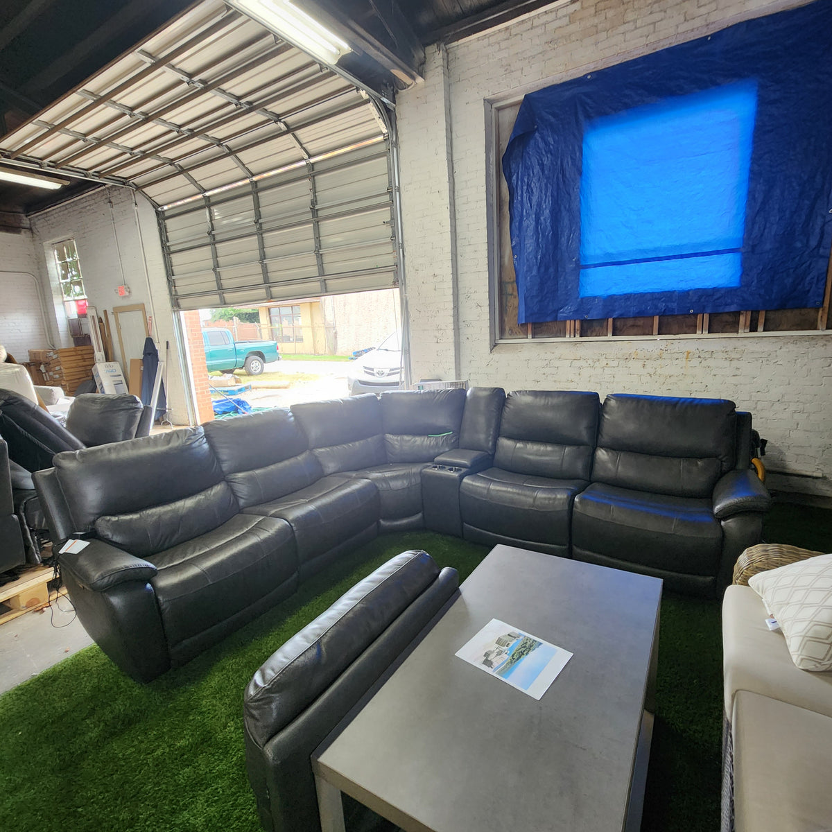 Wylder Leather Power Reclining Sectional with Power Headrests