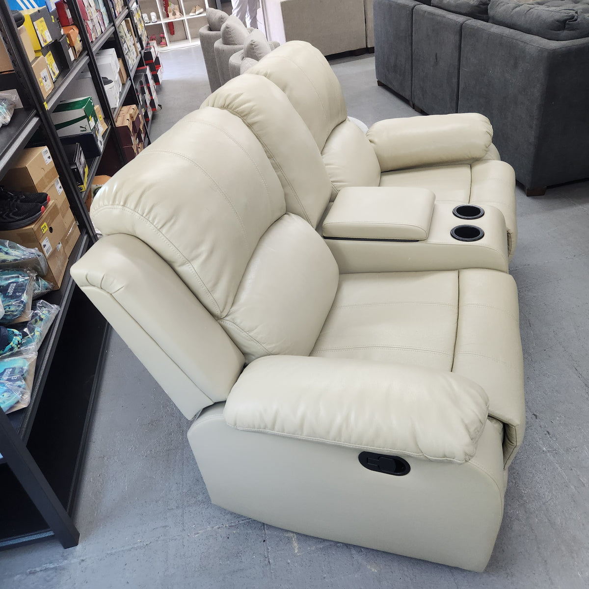 Cream Manual Reclining Sofa
