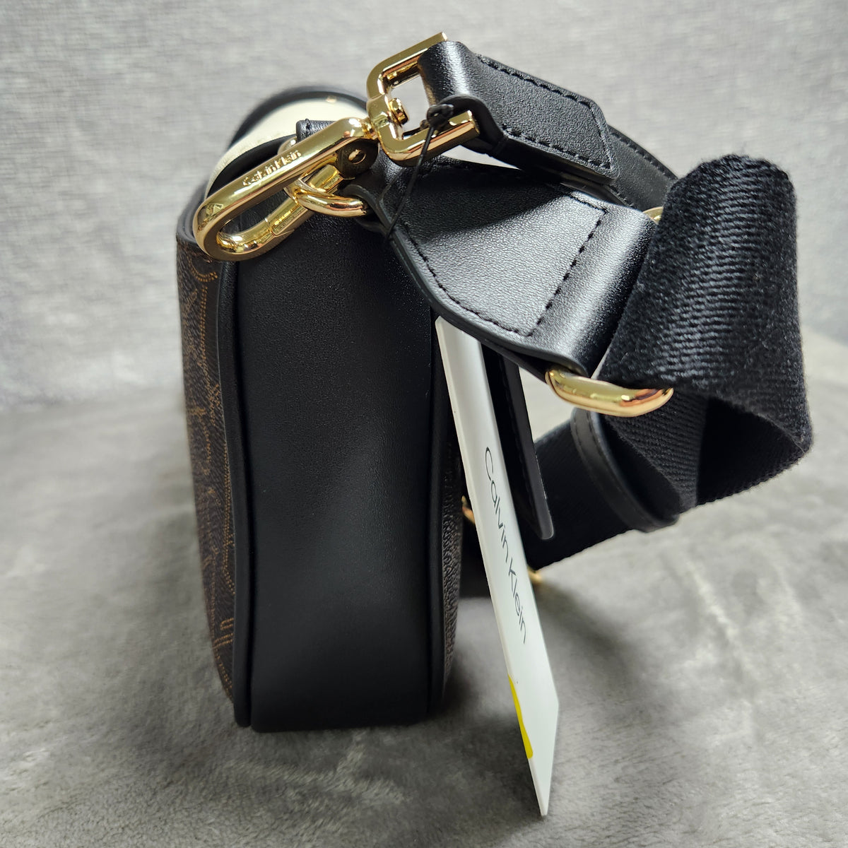 Calvin Klein OTLT Crossbody Bag Black Cream CK Monogram H1AHQQ2 New