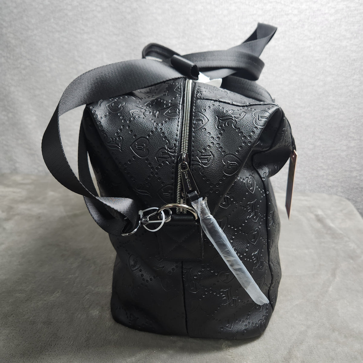 Juicy Couture Black Licorice Word Play Monogram Overnight Weekender Duffle Bag