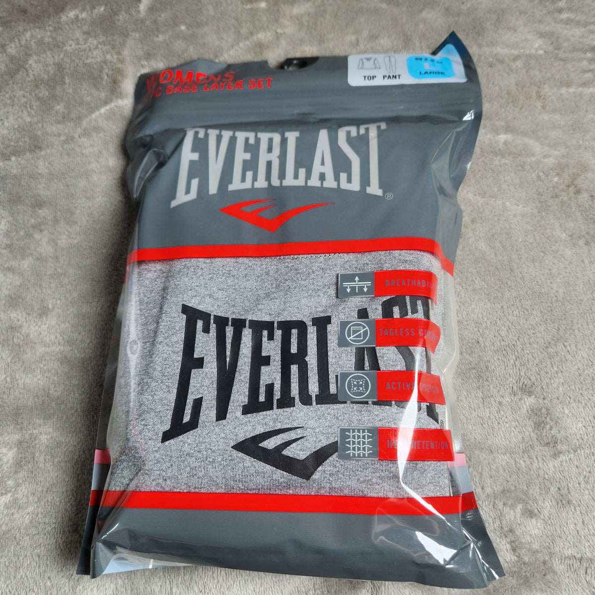 Everlast Women's 2 PC Large Base Layer Set Gray NEW EVL4971-DS