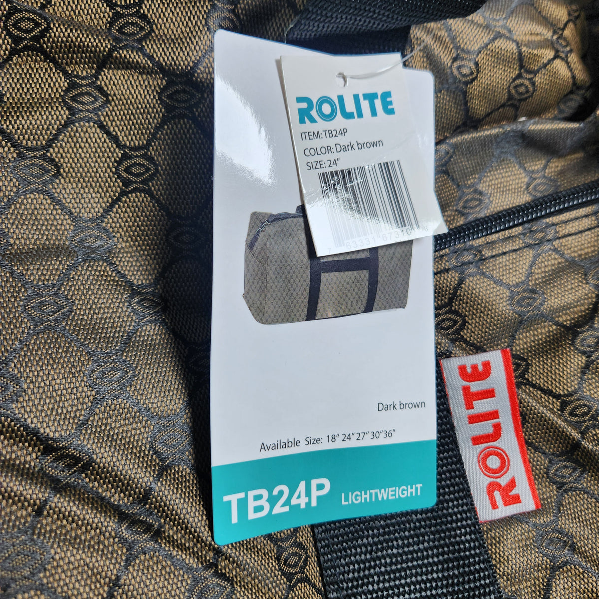 Rolite TB24P Dark Brown Lightweight 24" Duffle Luggage Bag NWT
