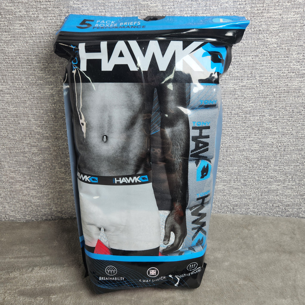 Hawk Men's 5 Pack Boxer Briefs – Size Large