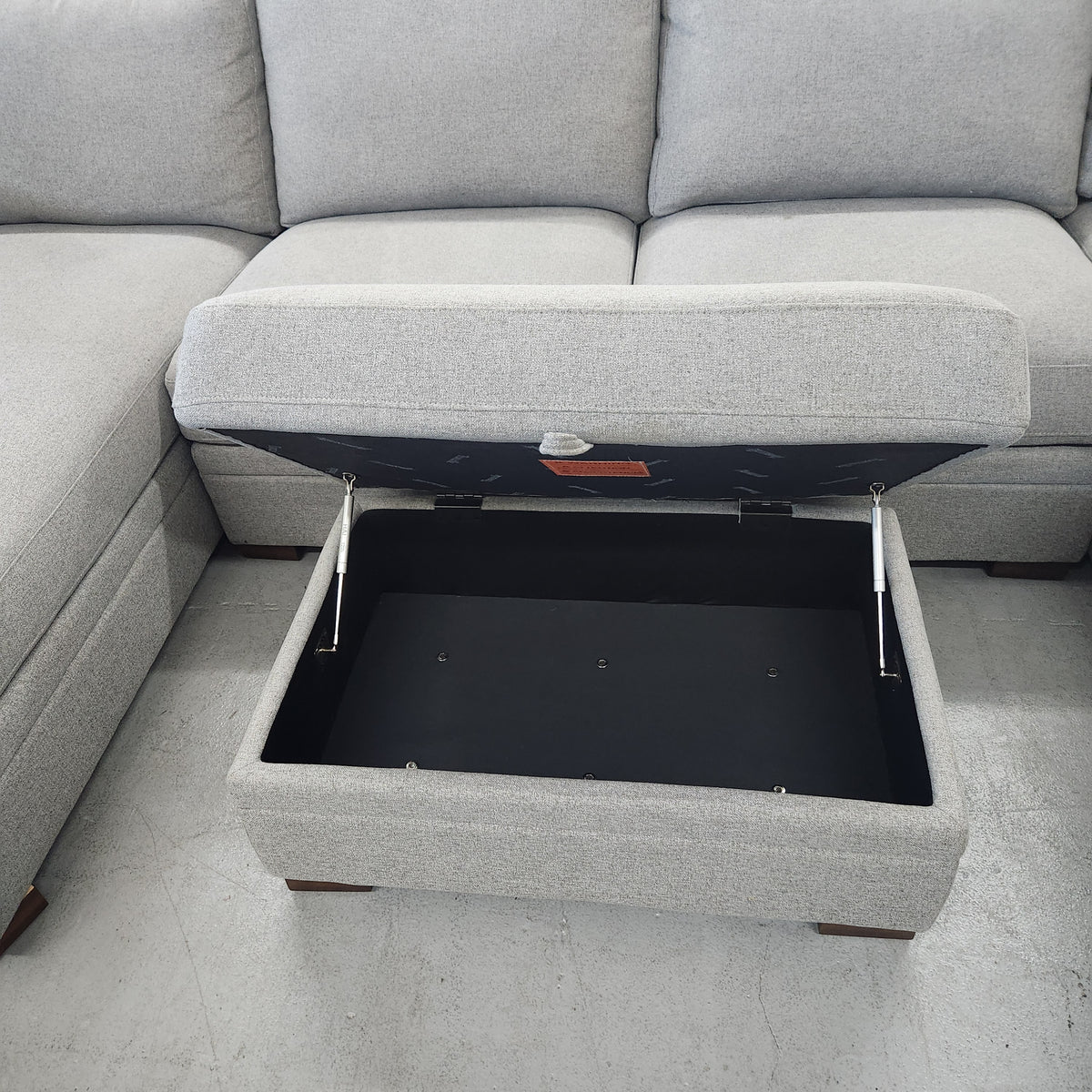Thomasville Langdon Fabric Sectional with Chaise and Storage Ottoman, Gray
