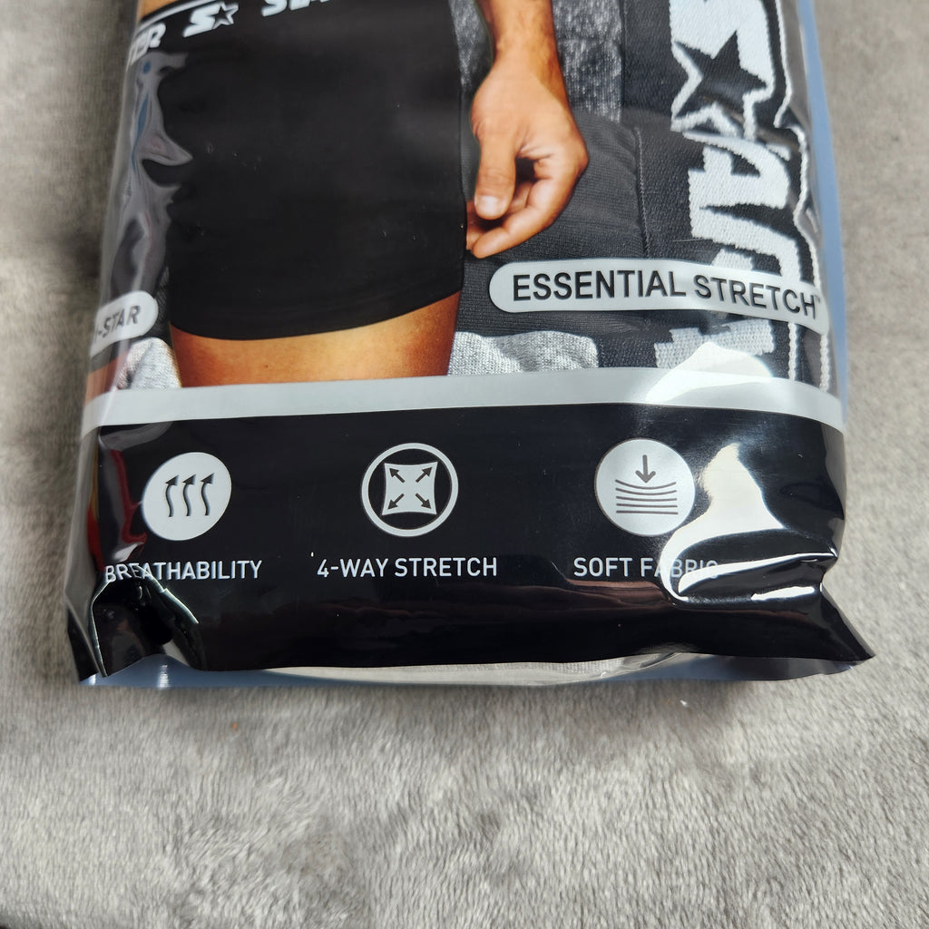Starter Men's Performance Boxer Briefs Size XL 5 Pack Black, Olympic Blue, Carbon