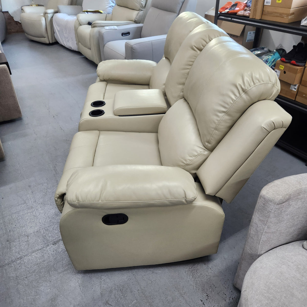 Cream Manual Reclining Sofa