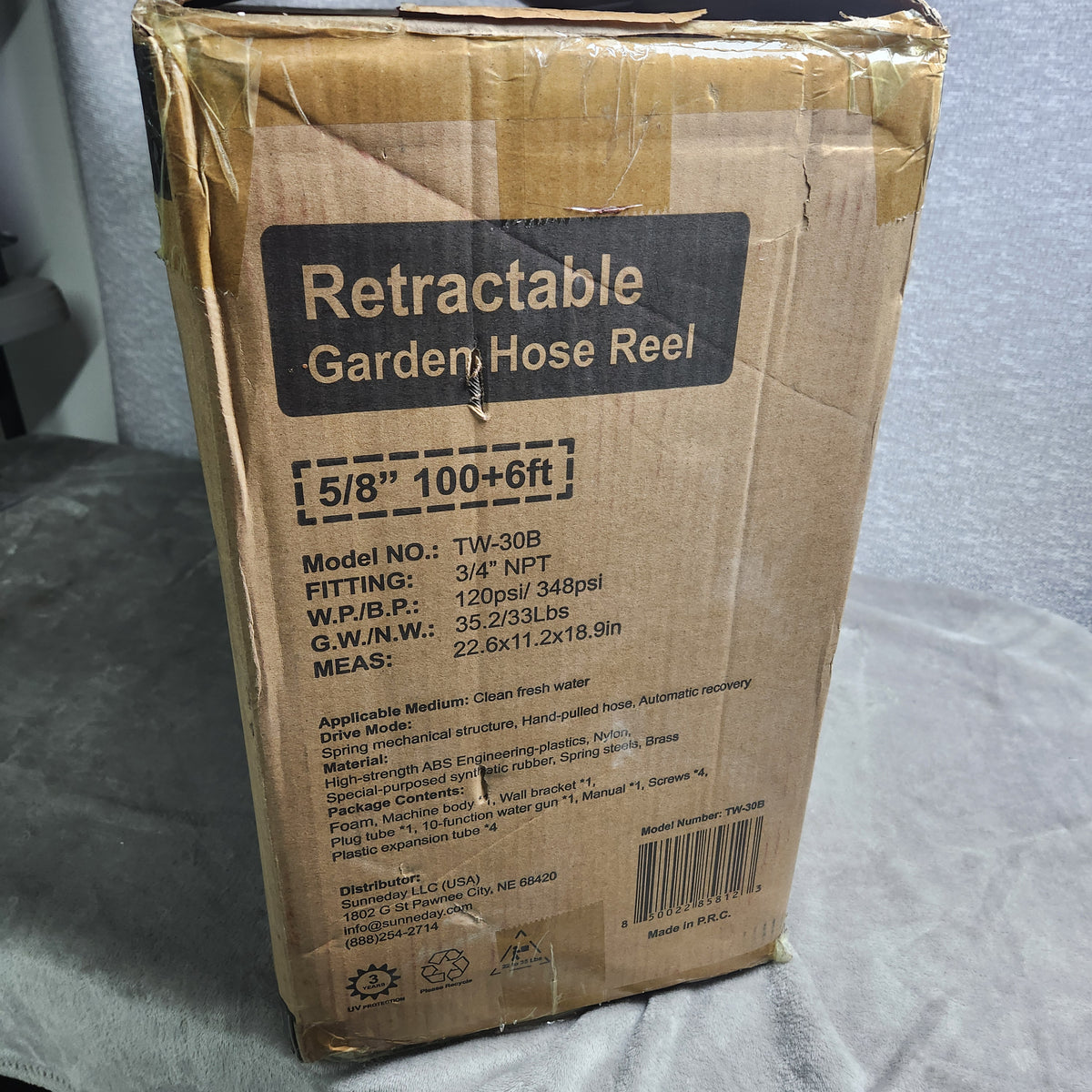 New Sunneday Retractable Garden Hose Reel With Hose &  Nozzle