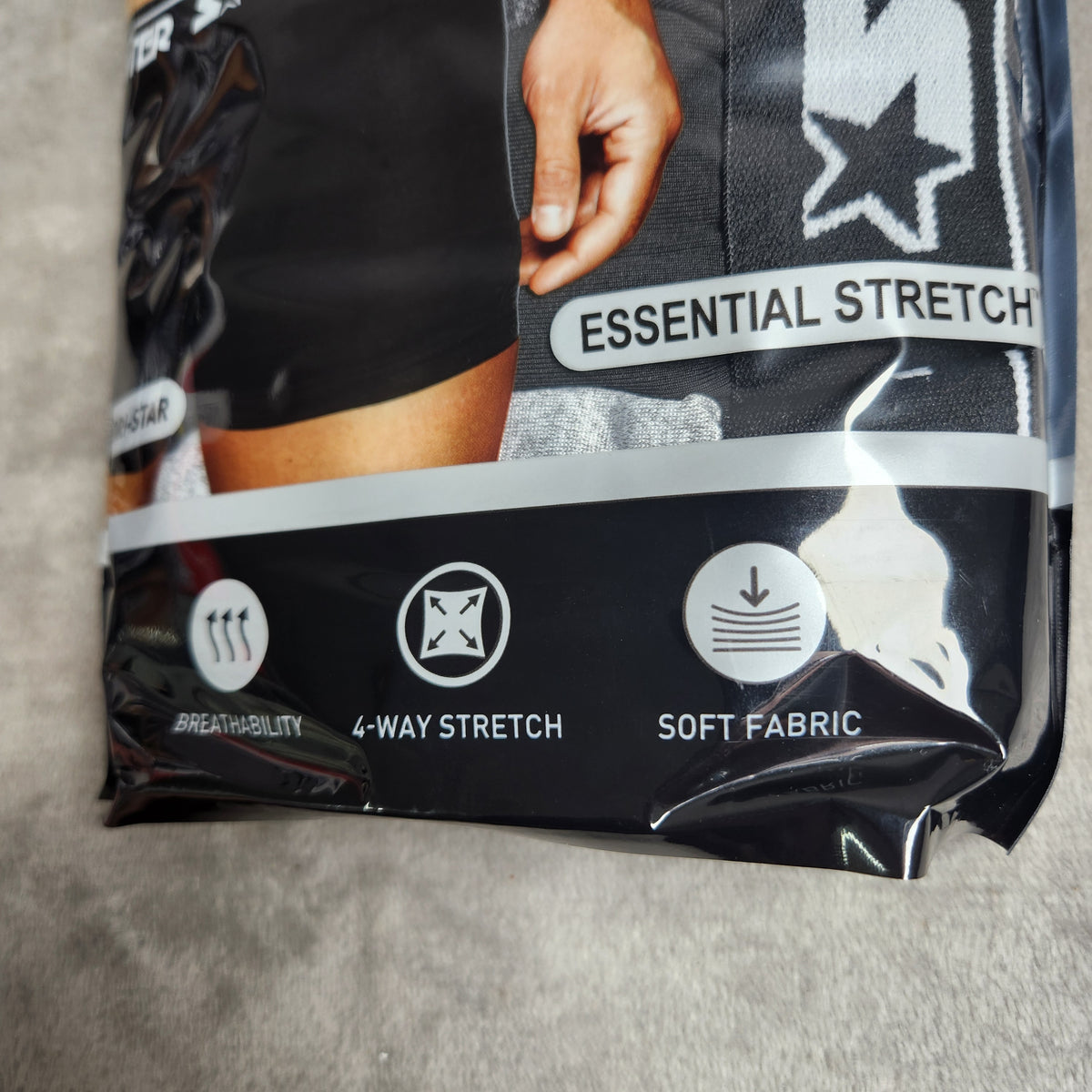 Starter Men's Performance Boxer Briefs Size Medium 5 Pack Black, Olympic Blue, Carbon