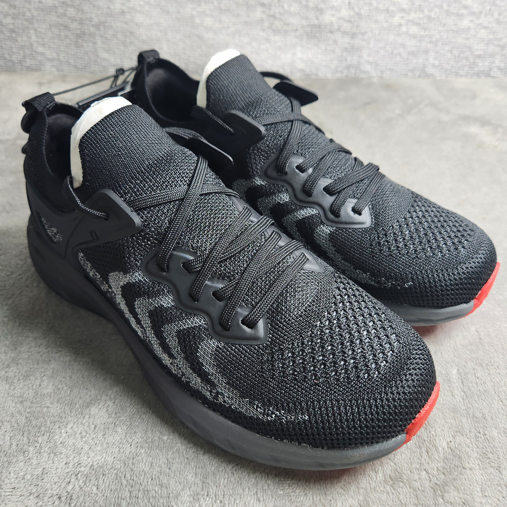Athletic Works Boys Size 5 Black Knit Cage Sneakers Memory Foam Lightweight New