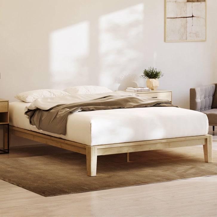 Resident Bamboo Platform Bed Frame with Pine Slats, Natural Finish