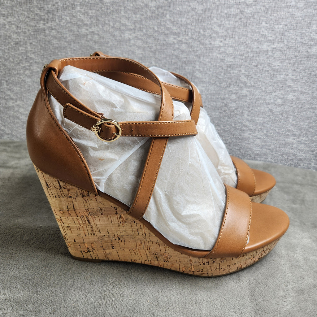 Tommy Hilfiger Missa Wedge Sandals Women's 10M Medium Brown 210 Cork