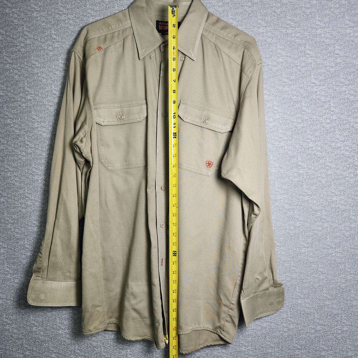 Ariat Men's Work FR Flame Resistant Button Up Work Shirt Tan Size XL NFPA 2112 Used