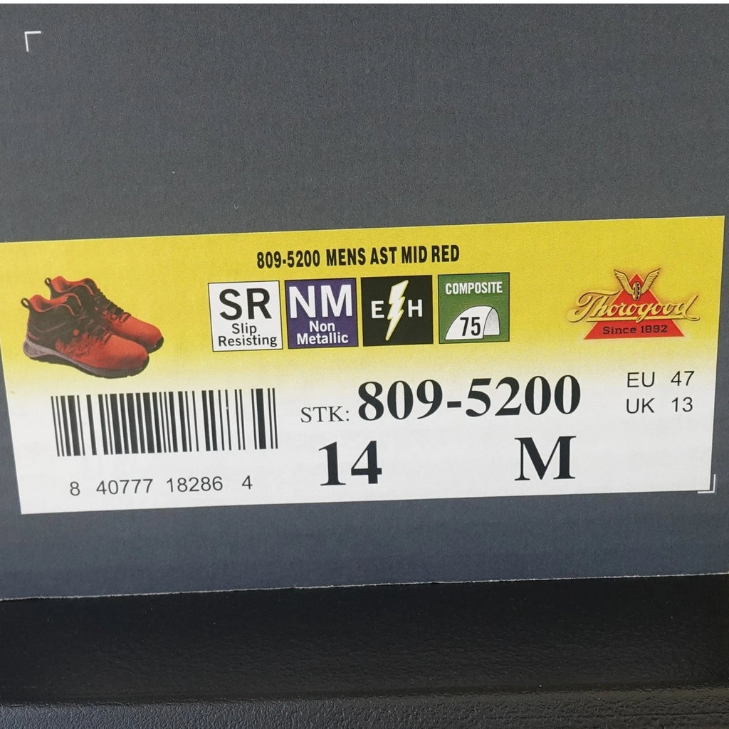 Thorogood AST Low Composite Toe Safety Work Sneaker Men's 14W Red/Black 809-5200