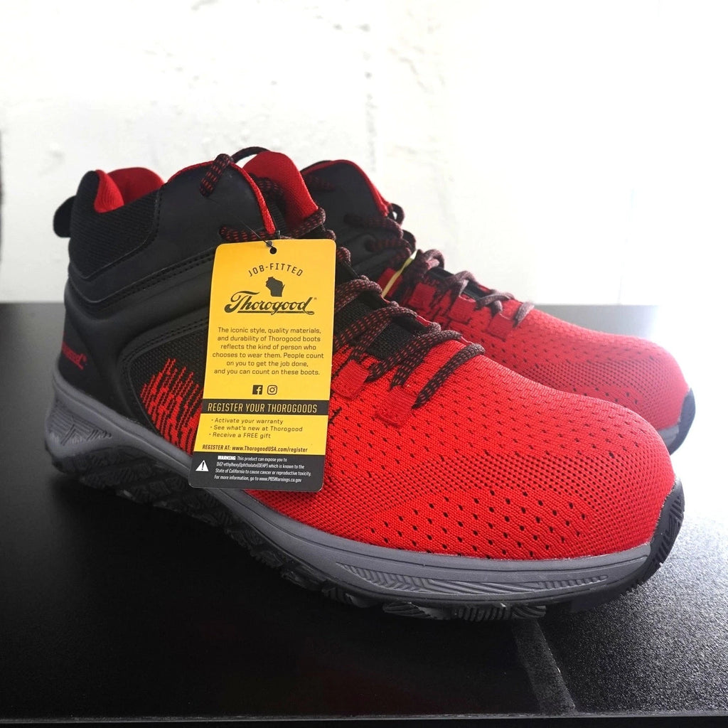 (No Box!)Thorogood AST Low Composite Toe Safety Work Sneaker Men's 11.5W Red/Black 809-5200